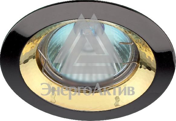 Светильник  литой пов. тарелка MR16,12V/220V, 50W  черный металл/золото (100/1400) ЭРА купить по выгодной цене с доставкой